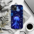 thumbnail image 6 of Glow Blue Jellyfish Phone Case, Ocean Sea Creature & Star Pattern Cover for iPhone 17 16 15 14 13 12 11 Pro Plus Mini, 6 of 6