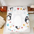 thumbnail image 5 of Homewish Cute Cartoon Penguin Twin Sheet Sets,Antarctic Wild Animal Twin Fitted Sheet,Colorful Heart Print Flat Sheet For Boys Hgirls,Breathable Home Decor,3pcs, 5 of 7