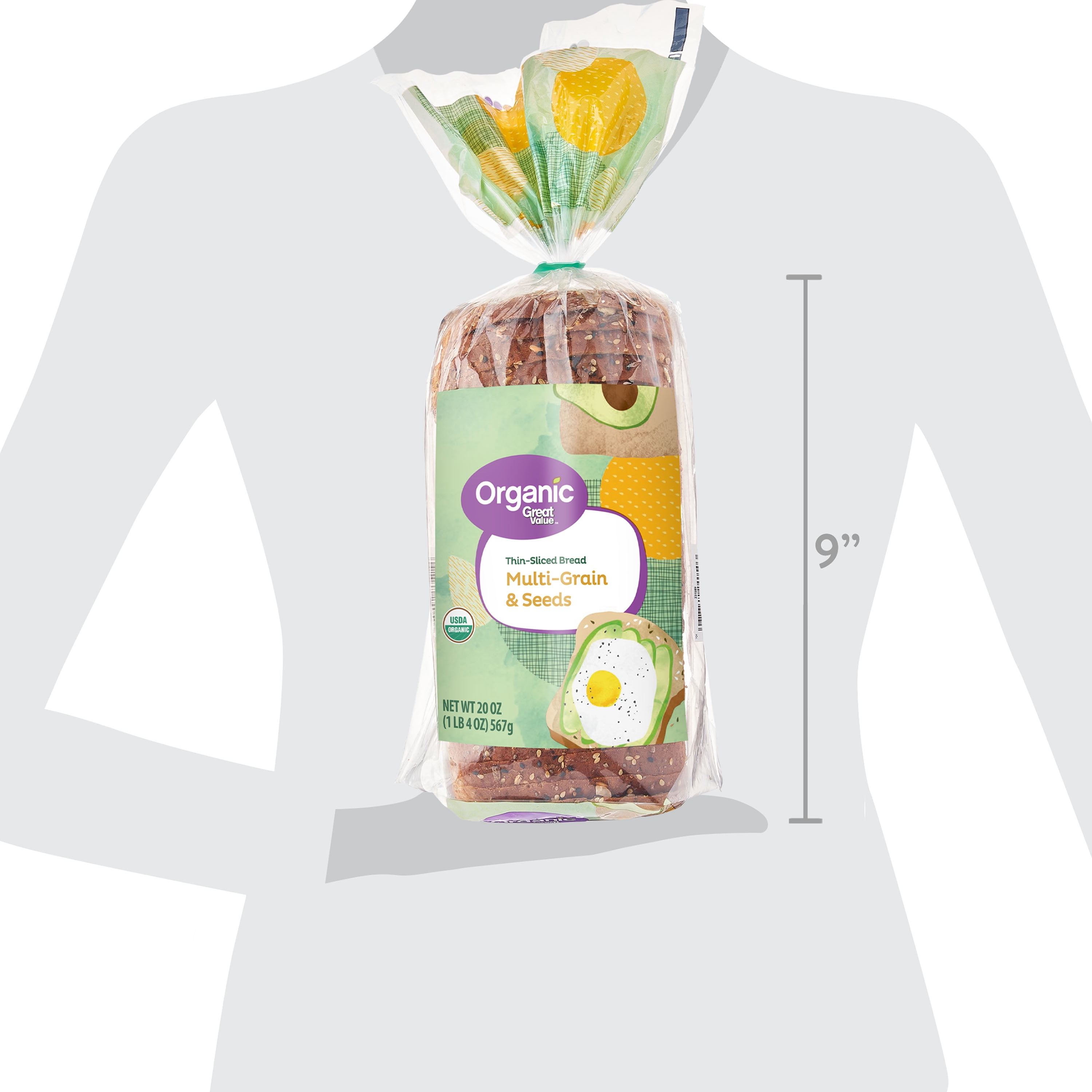Great Value Organic Multi-Grain & Seeds Thin-Sliced Bread, 20 oz