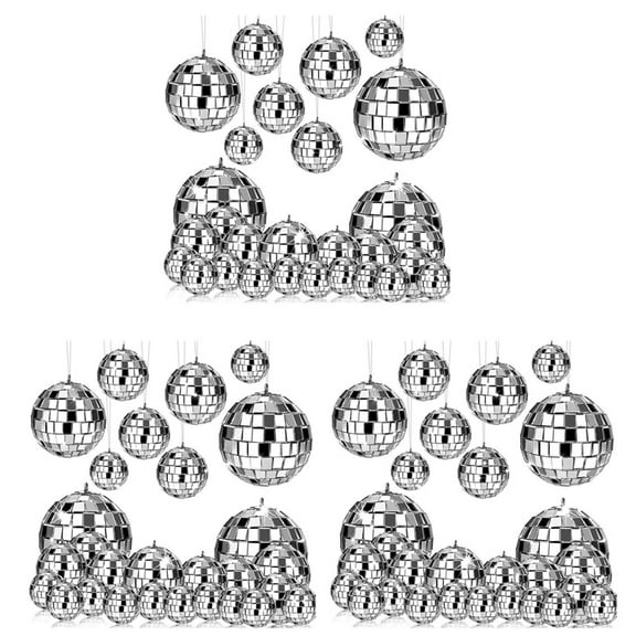72 Pcs Mirror Disco Ball Hanging, Glass Disco Ball Decor, Disco Decorations, for Holiday Decor with Rope