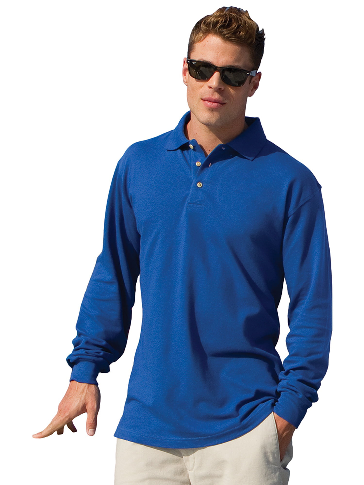 Men's Meridian Long Sleeve Mesh Polo - Walmart.com