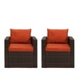 thumbnail image 2 of Rattania 2 Piece Dark Brown Wicker Outdoor Chairs with Orange Cushions (2-Pack), 2 of 8