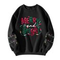 thumbnail image 6 of Women's Fashion Casual Long Sleeve Crewneck Loose Fit Pullover Fleece Sweatshirt with Christmas Holiday Print MERRY and Bright for Comfortable Everyday Wear,Black,M, 6 of 6