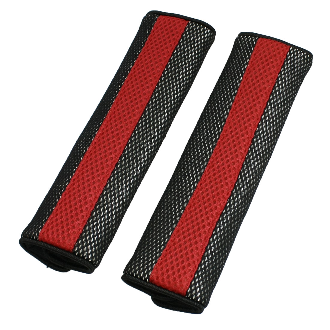 2Pcs Seatbelt Cover Pad Motor Detachable Fastener Red and Black Car