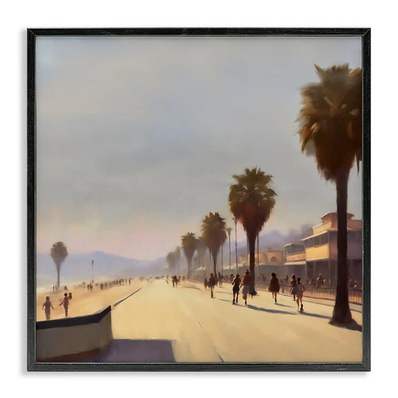 Stupell Industries Palm Tree Boulevard Landscape & Nature Painting Black Framed Art Print Wall Art, 12 x 12