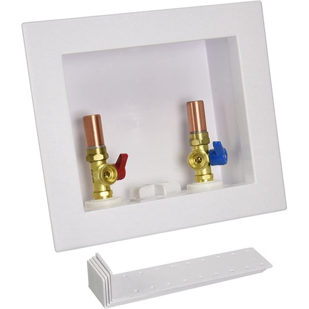 Oatey 38569 Quadtro Washing Machine Outlet Box Copper Sweat Tail Piece, 1/4" Turn with Water