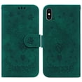 thumbnail image 2 of Allytech Wallet Case for iPhone XS Max PU Leather Embossed Rose Butterfly Pattern Purse Case with Wriststrap Card Slots Kickstand Magnetic Protective Case For iPhone XS Max,Green, 2 of 6