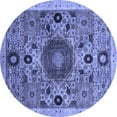 thumbnail image 1 of Ahgly Company Machine Washable Indoor Round Abstract Blue Modern Area Rugs, 5' Round, 1 of 4