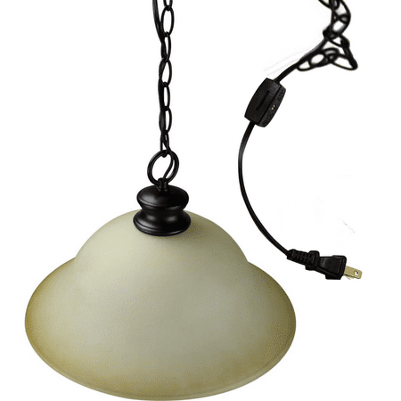 Plug In Swag Pendant Light Oil Rubbed Bronze Glass Shade