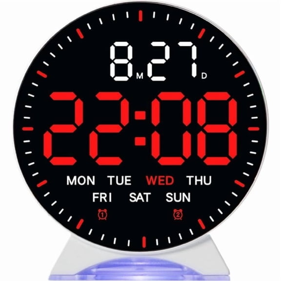 LED Alarm Clock with Mood Light, Digital Desk Clock with Adjustable Brightness, Modern Bedside Clock for Bedroom Kids Room Office(Red)