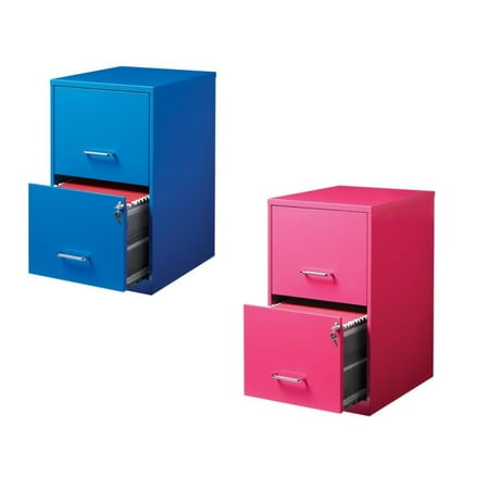 Value Pack Set Of 2 Drawer File Cabinet In Blue And Pink