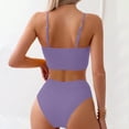 thumbnail image 4 of ZQUUVOU Women's Color Block Bikini Set V Neck Tankini Top Two Piece Swimsuit with Removable Padded Swimsuit Beachwear Purple, 4 of 4
