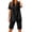 Black, variant on Sets for Women 2 Piece Summer Short Sleeve V Neck Shirt Gauze Capri Set Linen Loungewear Sets Beach Outfits