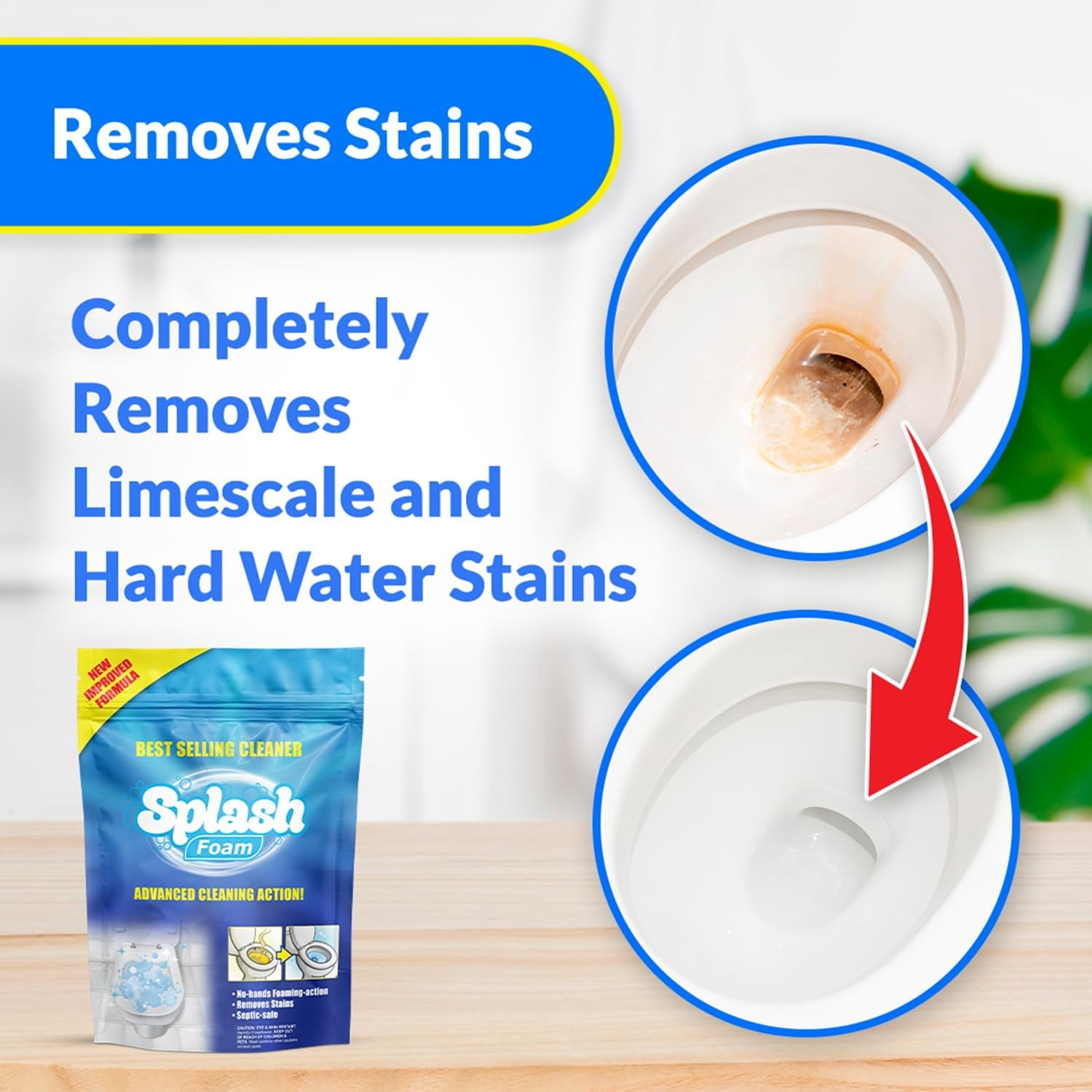 Splash Toilet Cleaner - New Advanced-Formula Self-Activating Powder for Toilet Bowl Cleaning Bathroom Cleaners