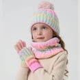 thumbnail image 2 of Xyant Winter Hat Gloves Scarf Set for Kids, Boys Girls Thick Warm Beanie Hat Knitted Neck Warmer Fleece Lined Gloves for Toddler (Pink,3-10 Years）, 2 of 6