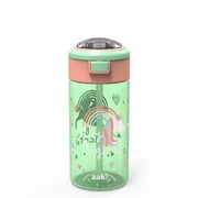 Zak Designs Genesis 18 ounce Reusable Plastic Water Bottle with Push-button lid, Unicorns