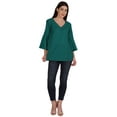thumbnail image 5 of Moomaya Bell Sleeve Cotton Tunic For Womens V-neck Plain Summer Schiffli Top, 5 of 8