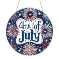 thumbnail image 1 of 4th Of July Door Hanging Decor 8in Wooden Patriotic Round Sign With Design For Independence Day Celebrations Front Door Decorations, 1 of 7