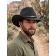 thumbnail image 5 of Gustave Straw Cowboy Hat for Women Men Western Cowgirl Sun Hat Wide Brim Summer Beach Hat with Windproof Chin Strap - Black, 5 of 7