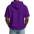 thumbnail image 3 of CCRFTGI Mens Hoodies Short Sleeve Big and Tall Solid Hooded T-Shirts Quater Zipper Drawstring 2026 Summer T Shirts Trendy Gym Workout Sweatshirts Purple XL, 3 of 8