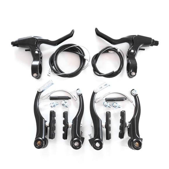 Juego de frenos en V delanteros y traseros para bicicleta, aleación de aluminio, juego de frenos en V para bicicleta de montaña y carretera, accesorios para montar en bicicleta, color negro