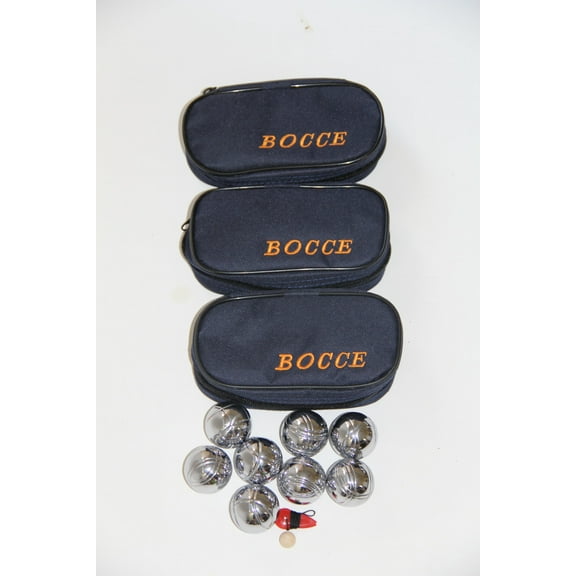 BuyBocceBalls Listing - 8 Ball 35mm Metal Mini Bocce/Petanque Set with Blue Bag - 3 Pack
