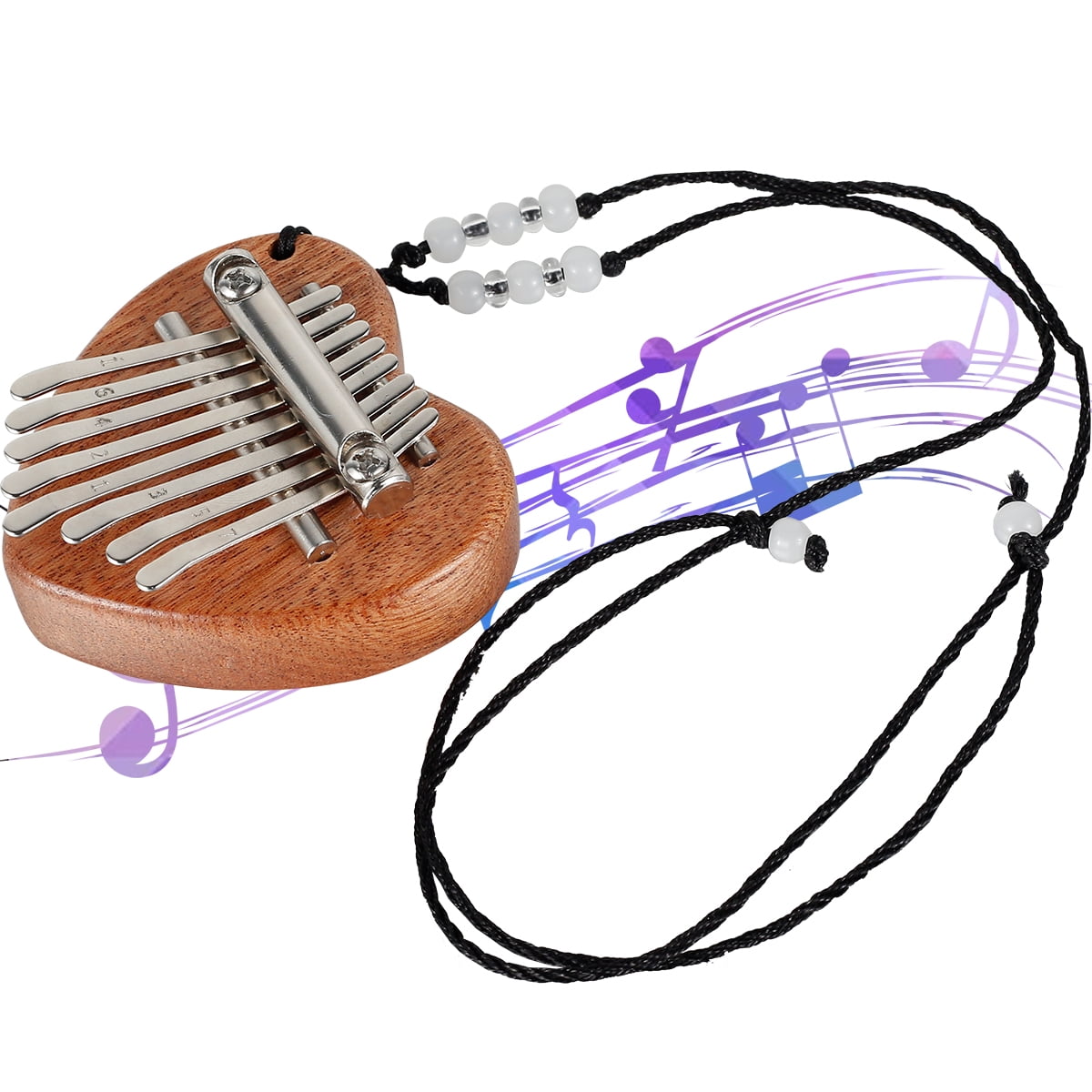 Duety 8Keys Thumb Piano with Black Lanyard(Chain) Solid Wood(Acrylic