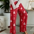 thumbnail image 4 of Pajama Pants, Sleepwear, Casual Drawstring Elastic Waist Pants, Comfortable Straight-leg Loose Pants with Christmas Print, Fashionable Home Bottoms for Adults, Watermelon Red, XL, 4 of 4