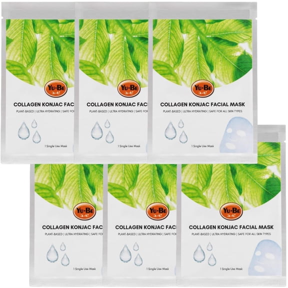 Yu-Be skin Firming Collagen Facial Mask - 6 Hydrating Sheet Masks