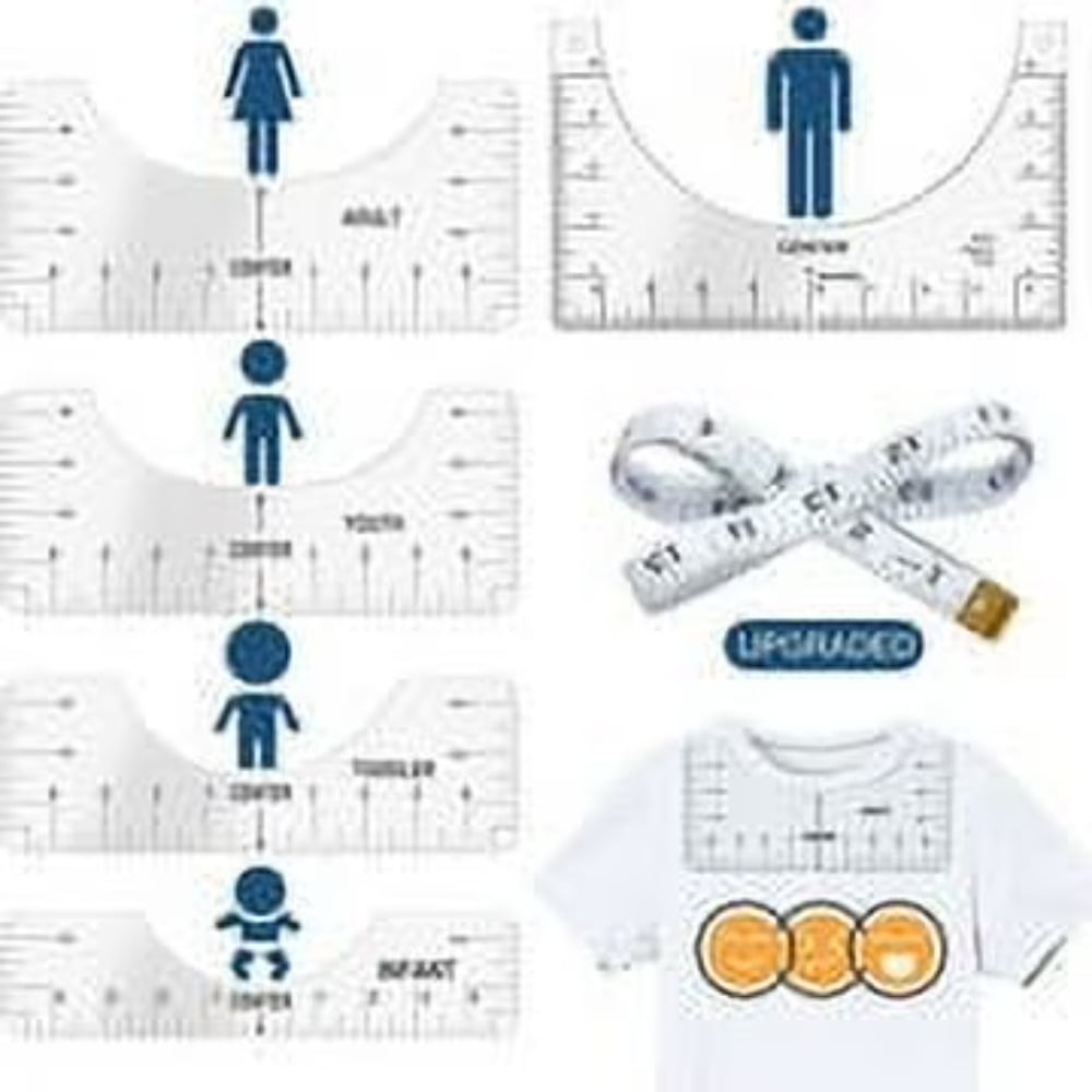 Tshirt Ruler Guide for Vinyl Alignment, T Shirt Rulers to Center Designs, Alignment Tool with Soft Tape Measure, Craft Sewing Supplies Accessories Tools for Cricut Heat Press HTV Heat Transfer Vinyl
