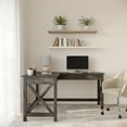 thumbnail image 2 of Lavish Home L-Shaped Computer Desk with X-Pattern Legs (Dark Gray Finish), 2 of 7