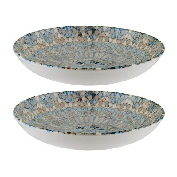 Luca Mosaic Matte dia.11" h:2.5" 57 oz. Round Decorated Porcelain Bowl (Set of 2)