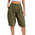 thumbnail image 5 of Sokhug Women's Capri Pants Elastic Waist Drawstring Summer Solid Cropped Balloon Pants with Side Pockets, 5 of 8