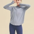 thumbnail image 4 of SWSMCLT Women's Long Sleeve Top Soft Yoga Basic Yoga Running Shirt Hooded Hoodie Workout Full Zip Zipper Grey X-Small, 4 of 4