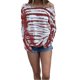 thumbnail image 1 of Top casual para mujer, estampado floral, cuello con hombros descubiertos, manga larga, para levantamiento diario y al aire libre, 1 of 6