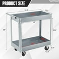 thumbnail image 2 of Huisuilinss Utility Service Cart, 2 Shelf 220LBS Heavy Duty Utility Carts with Wheels,Steel Rolling Utility Cart, 360° Swivel Wheels,Ergonomic Storage Handle for Warehouse Garage, 2 of 7