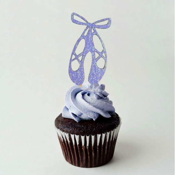 Ballerina slippers Cupcake Topper 12 Pack Cupcake Topper Decoration Cake Violet