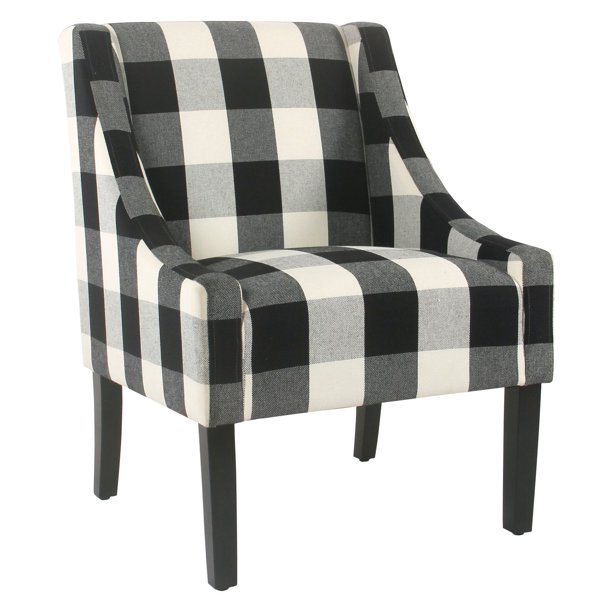 HomePop Modern Swoop Accent Chair, Black Plaid - Walmart ...