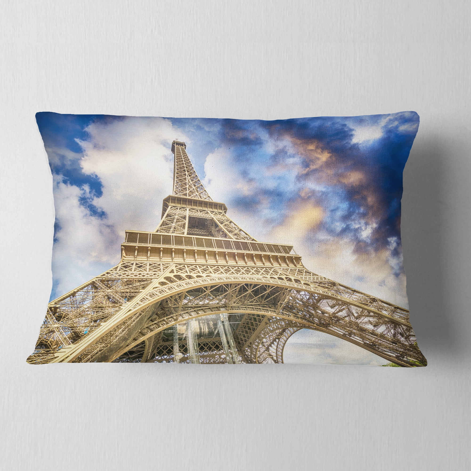 Designart 12" x 20" Blue Polyester Throw Pillow