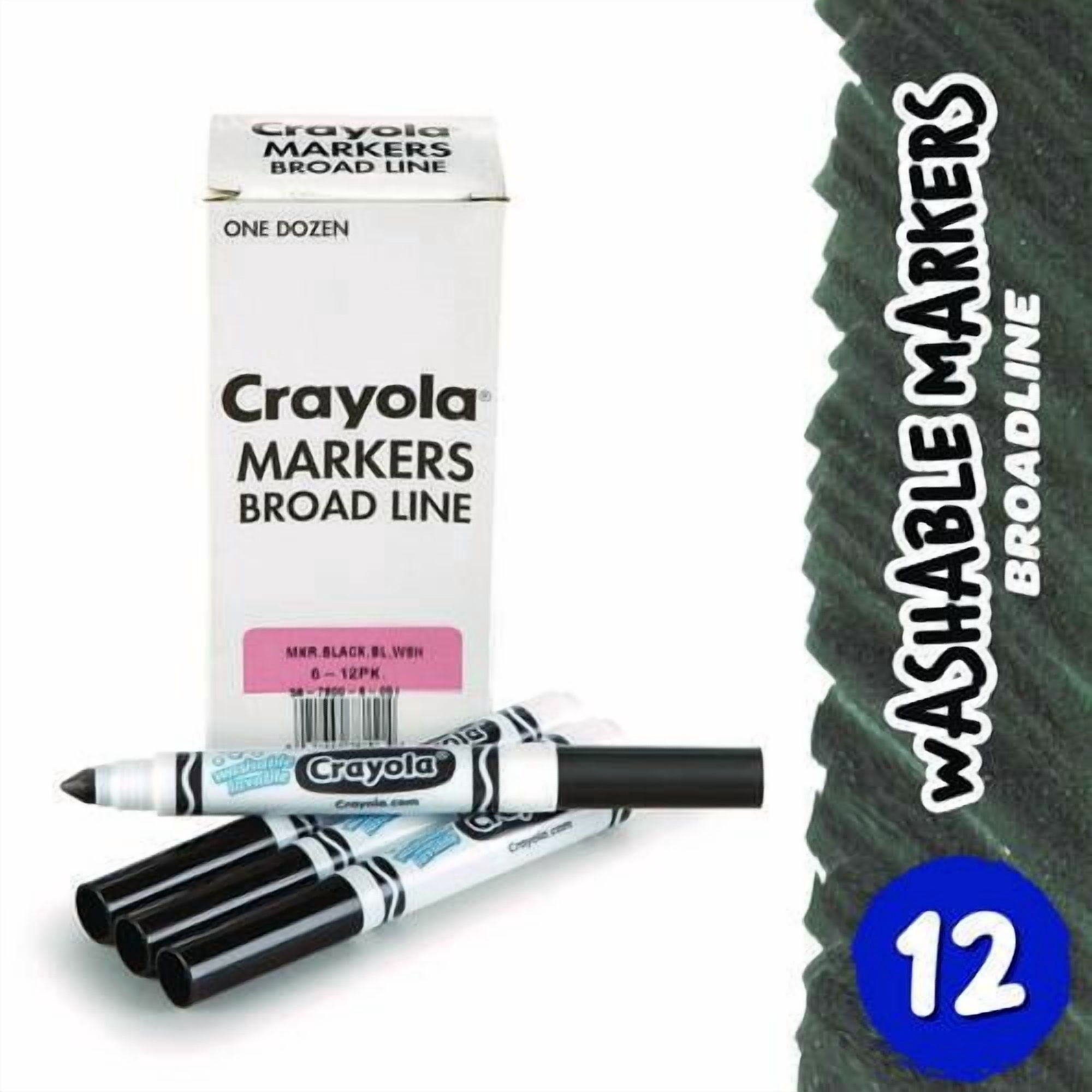 Broad Line Washable Markers, Broad Bullet Tip, Black, 12/box | Bundle of 10