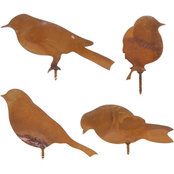 shiyou-4Pcs Rusty Metal Birds Rusty Birds Decoration Simulation Metal Bird Figurine for Garden Ornaments Home Decor Silhouette Outdoor