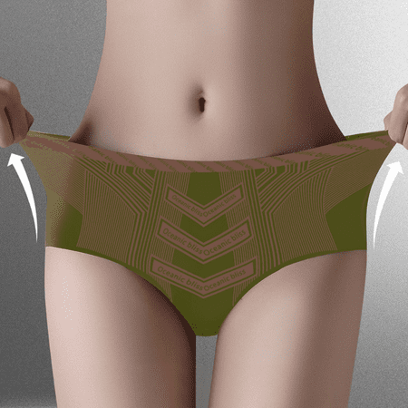 Meiodtion Underwear for Women Plus Size Seamless Comfort No Show Panties Cute Briefs Banded Waist Flat Seams Panty Green L