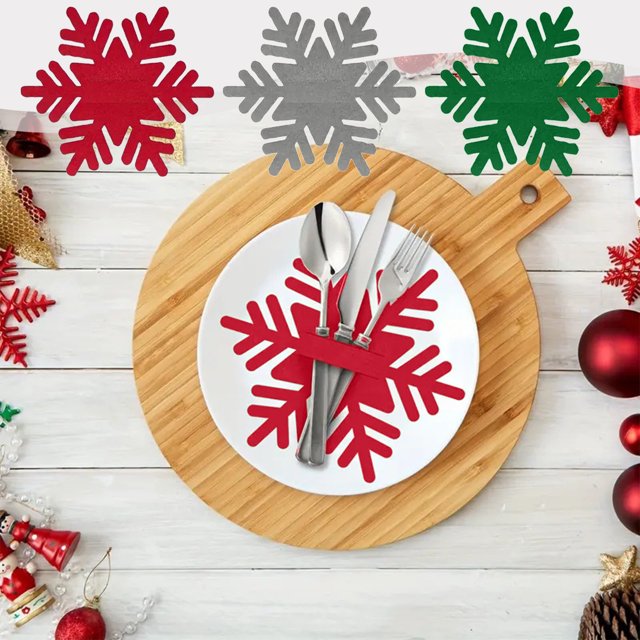 Portacubiertos navideños - Bolsas festivas para cubiertos de fieltro para la mesa festiva, decoración del árbol y regalos para fiestas
