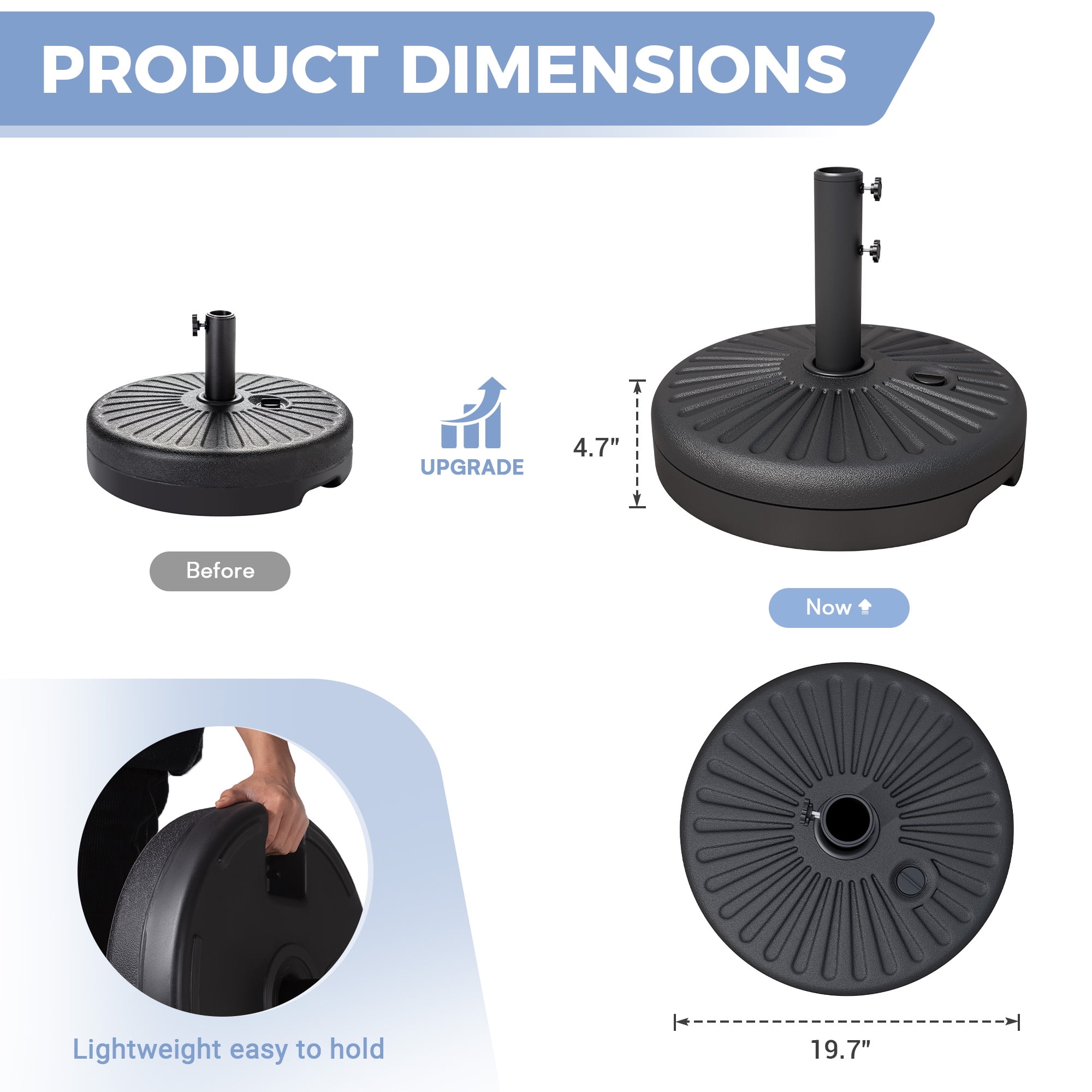 NAPWANT 81.5lb Heavy-Duty Patio Umbrella Base, Water & Sand Filled Stand for Deck, Backyard, Poolside & Cafe