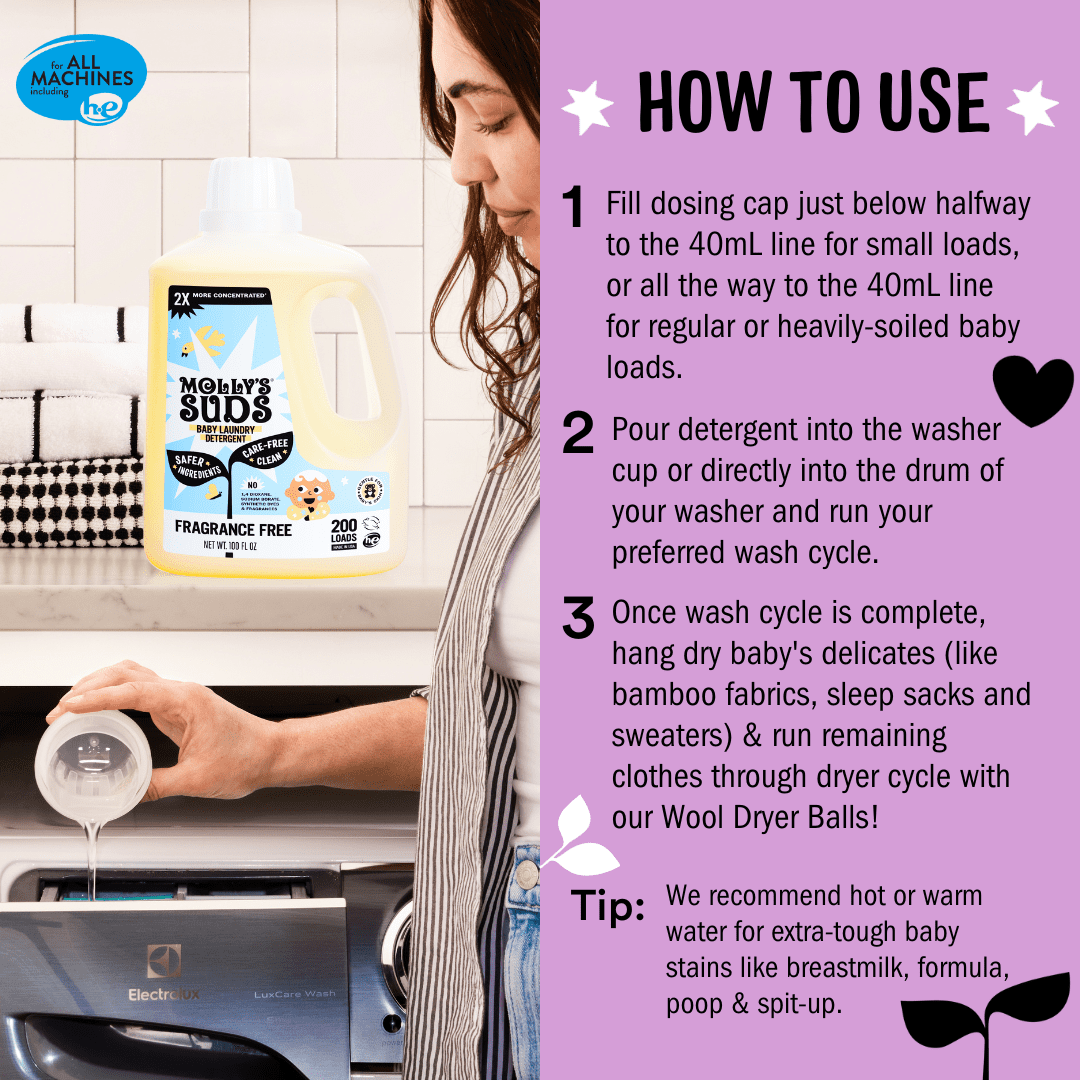 Molly's Suds Baby Liquid Laundry Detergent | Removes Common Baby Stains (Sweet Baby Shea, 100 Loads)