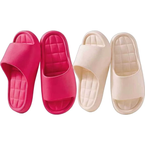 2 Pairs Women‘s Shower Shoes, EVA Non Slip Soft Lightweight Cloud Slides, Slippers for Bathroom Pool