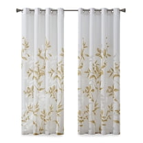 Gracie Mills Patton Curtain Panel Black Gold Floral Jacquard 54x84 GRACE-9167