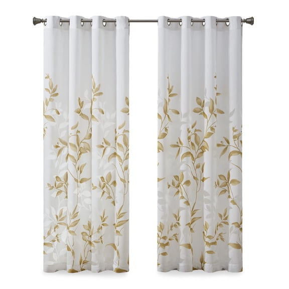 Gracie Mills Patton Curtain Panel Black Gold Floral Jacquard 54x84 GRACE-9167