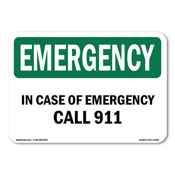 OSHA EMERGENCY Sign - In Case Of Call 911 | Plastic Sign | Protect Your Business, Construction Site, Warehouse & Shop Area | Made in the USA
