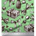 thumbnail image 2 of Soimoi Poly Georgette Fabric Ribbons,Gift Box & Wine Bottle Party Print Fabric by the Yard 52 Inch Wide, 2 of 3